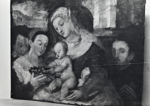 Anonimo — Anonimo veneziano - sec. XVI - Madonna con Bambino e donatori — insieme